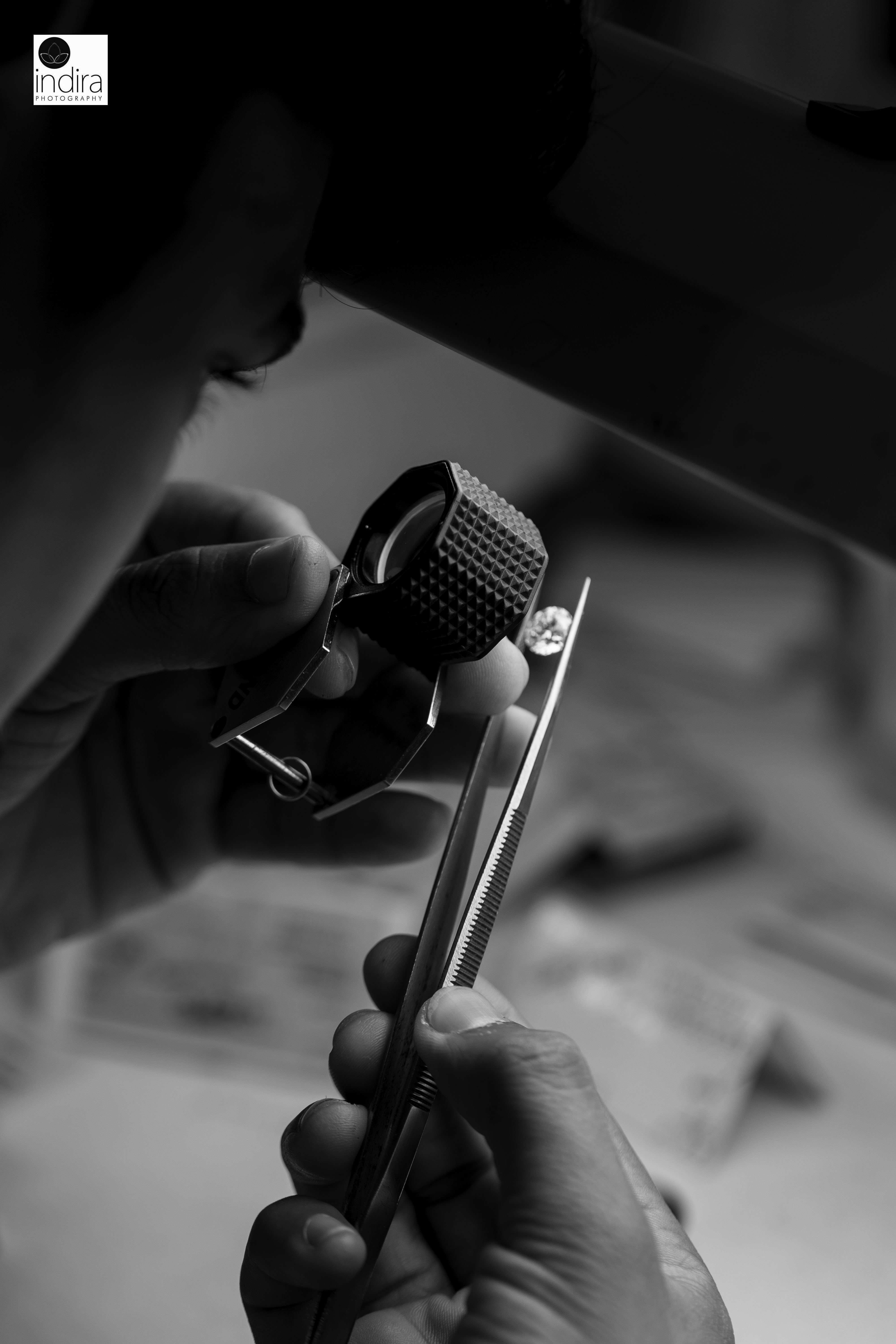Diamond jewelry making documentary style photoshoot